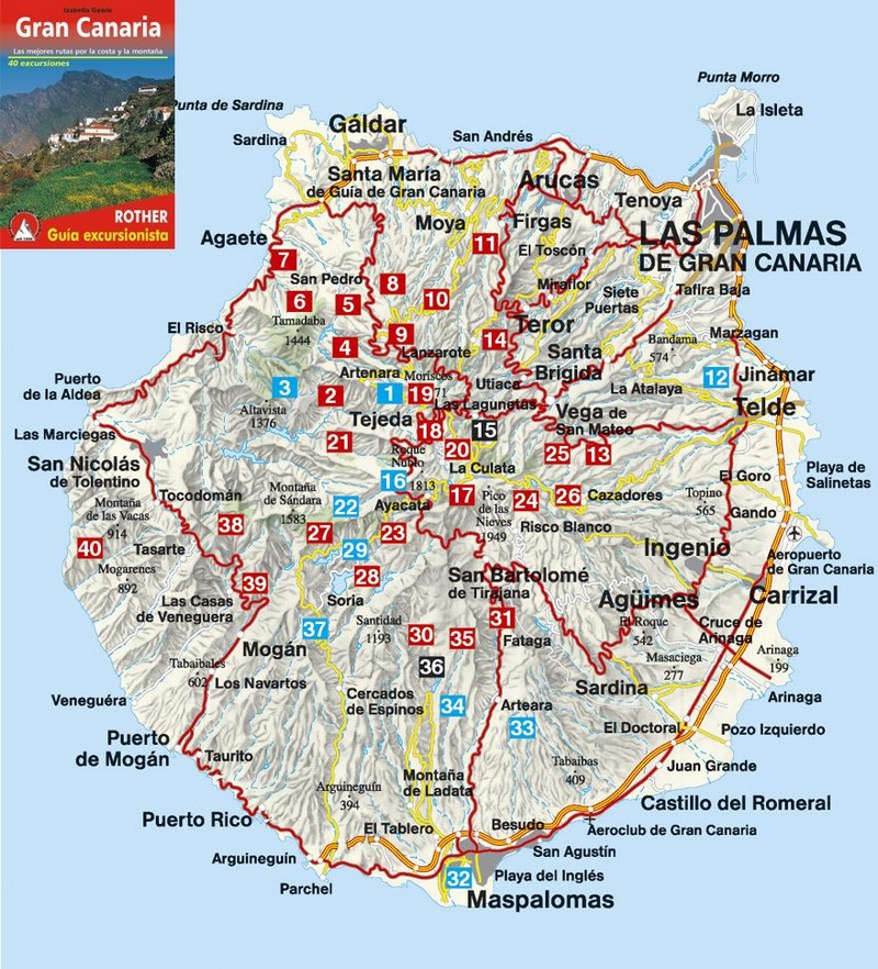 Туры Канарские Острова Испания - Туры на Канарские Острова, остров Гран Канария Gran Canaria 7 дней - Карта острова Гран Канария Gran Canaria
