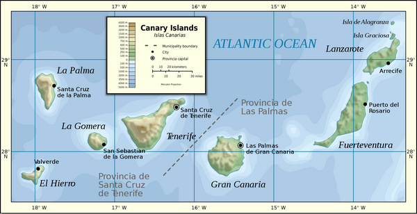 Аренда апартаментов Канарские Острова (Islas Canarias) - Карта Канарских Островов (Islas Canarias) Испания 
