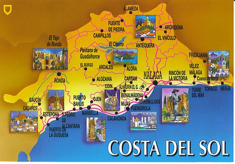  Аренда Апартаментов и Виллы Коста дель Соль Costa del Sol - Карта Коста дель Соль Costa del Sol Испания
